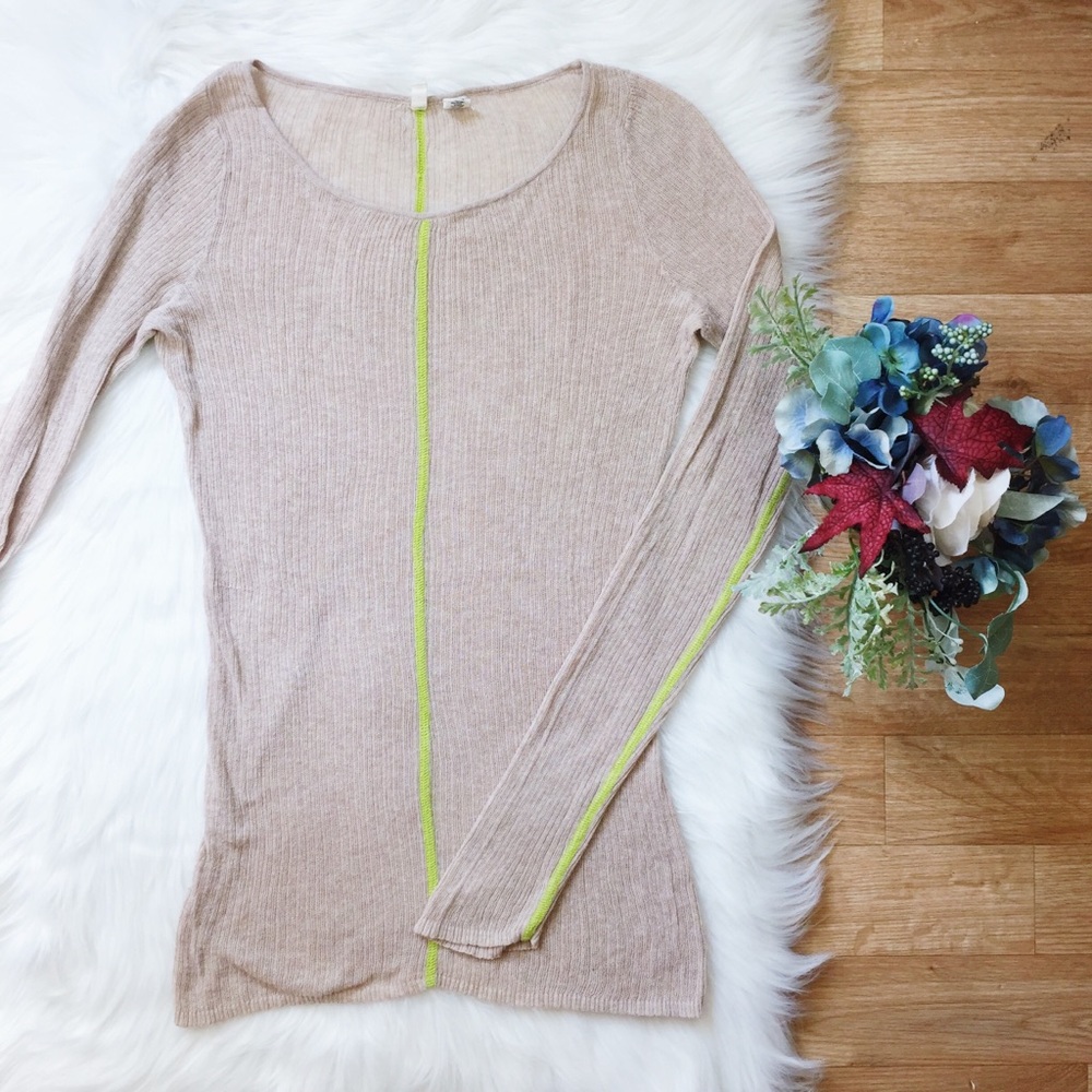 Moth Anthropologie Cream Green Long Sleeve Top 165